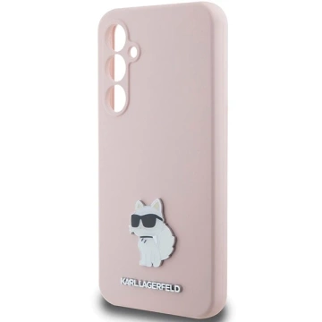 Karl Lagerfeld KLHCS23FESMHCNPP Schutzhülle für Samsung Galaxy S23 FE S711, rosa/rosa, Silikon, Choupette-Metallstift