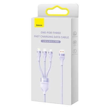Kabel USB 3w1 Baseus Flash II, USB-C Micro-USB Lightning, 66W, 1,2m (Foto)