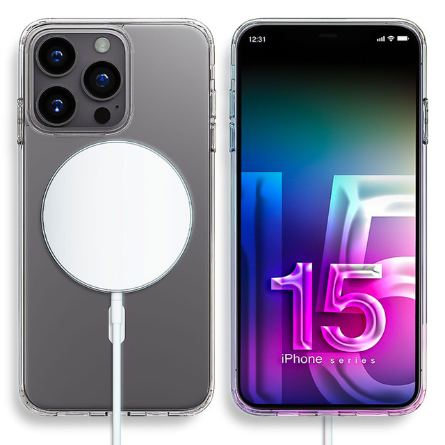 Etui wzmocnione 3mk MagCase case obudowa do MagSafe do iPhone 15 Pro plecki przezroczyste