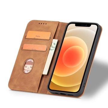 Magnet Fancy Case etui do iPhone 12 Pro pokrowiec portfel na karty kartę podstawka brązowy