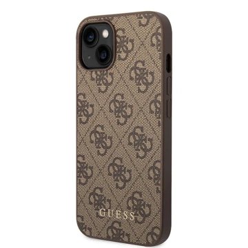 Etui Guess GUHCP15MG4GFBR für iPhone 15 Plus 6,7" Hartschale 4G Metal Gold Logo braun/braun