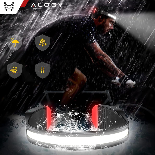 2x Latarka czołówka lampka LED COB do biegania na rower mocna akumulator USB Typ C czołowa Alogy na czoło IPX4 czarna