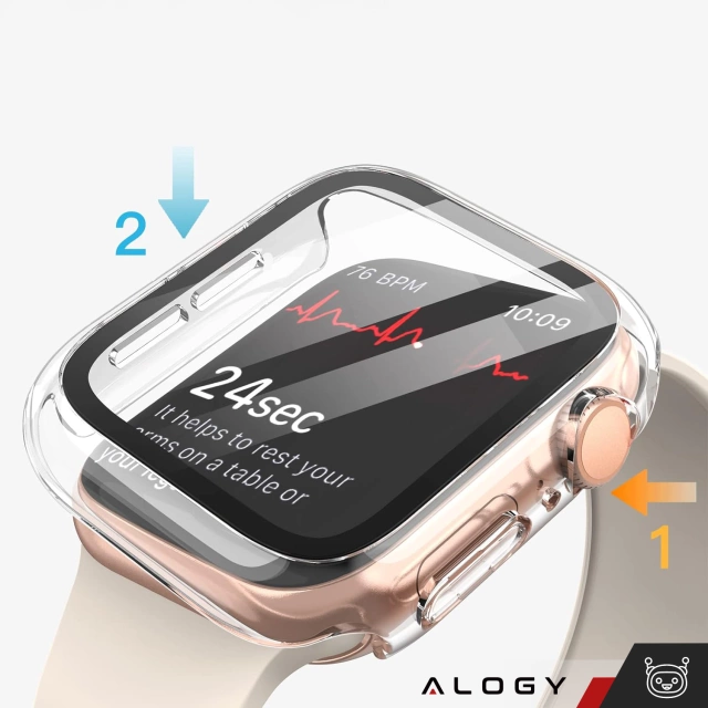 Obudowa ochronna z szkłem Alogy Protector Case 2w1 nakładka etui do Apple Watch 10 42mm Przezroczysta