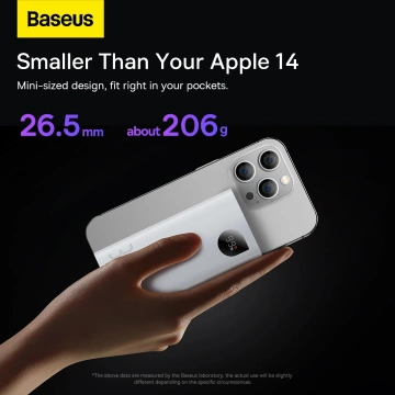 Baseus Adaman2 Powerbank mit Digitalanzeige 2x USB-A / 1x USB-C 10000mAh 30W - Weiß