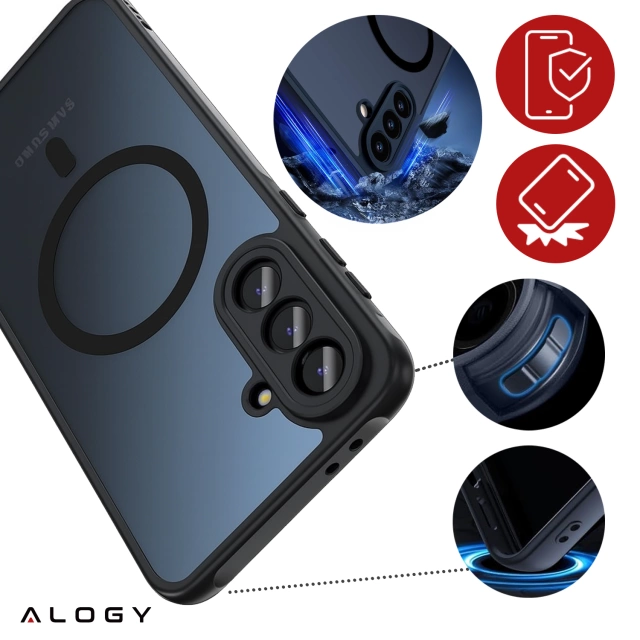 Etui do Samsung Galaxy A56 5G obudowa ochronna na telefon Alogy Matte HybridMag™️ Case do MagSafe Matowe Czarne