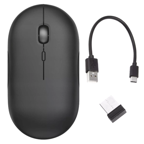 Alogy kabellose Maus, kleine ergonomische Maus für Laptop, PC, Bluetooth, 2,4 GHz, leise, Schwarz