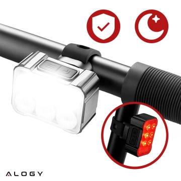 Alogy SafeRide™ LED-Fahrradlicht, wasserdichte Taschenlampe, Vorder- und Rücklicht, 2er-Pack