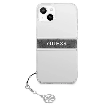Guess GUHCP13SKB4GGR iPhone 13 mini 5,4" Transparentes Hardcase 4G Grey Strap Charm