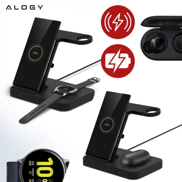 Qi 15W induktives Ladegerät für iPhone Apple AirPods kabellose 2in1 Dockingstation Schwarz