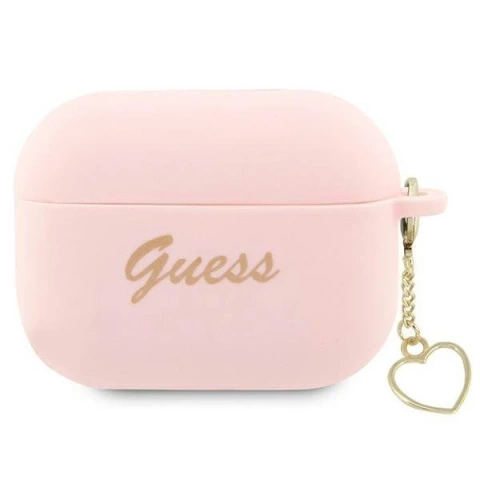 Guess GUAP2LSCHSP Kopfhörer-Schutzhülle für Apple AirPods Pro 2 Cover Pink/Pink Silicone Charm Heart Collection