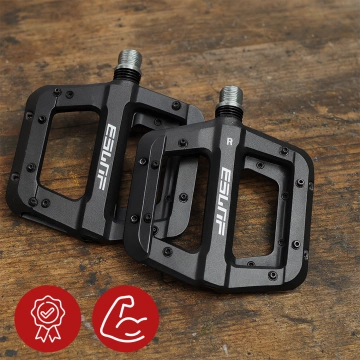 Plattform-Fahrradpedale für MTB-Fahrräder, Aluminium 9/16" Schwarzes Aluminium-Set [2 Stk.]
