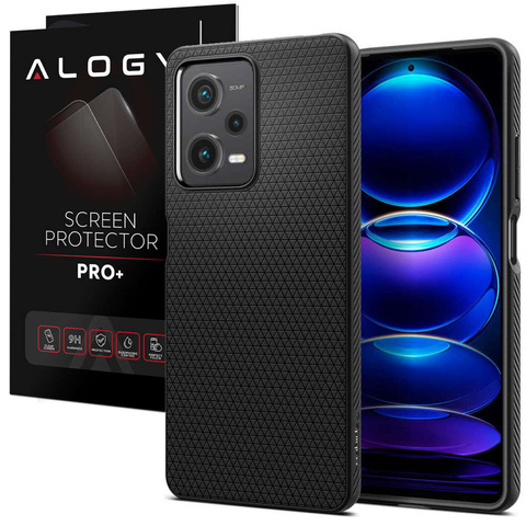 Spigen Liquid Air Handyhülle Schutzhülle für Xiaomi Redmi Note 12 Pro 5G / Poco X5 Pro 5G Mattschwarzes Glas