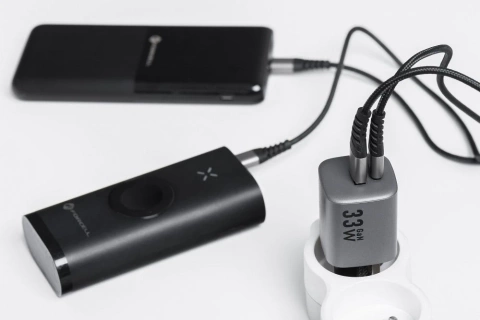 FORCELL F-ENERGY GaN Ladegerät Typ C USB A PD QC4.0 3A 33W Grau