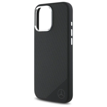 Mercedes für iPhone 16 Pro Max 6,9" Hardcase Silikon Tonal Logo Holzmuster MagSafe Schwarz