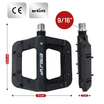 Plattform-Fahrradpedale für MTB-Fahrräder, Aluminium 9/16" Schwarzes Aluminium-Set [2 Stk.]