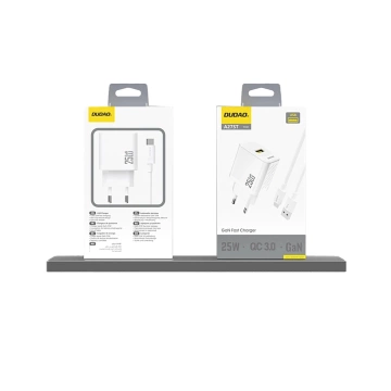 Ładowarka sieciowa Dudao A27S 25W GaN USB-A | Szybkie ładowanie QC 3.0 - Biała