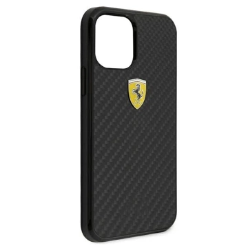 Ferrari iPhone 12 mini 5.4" Hülle schwarz/schwarz Hardcase On Track Real Carbon