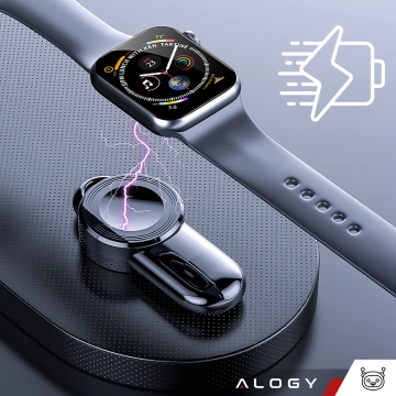 Mini-Induktionsladegerät für Apple Watch mit USB-Ladefunktion, Alogy High-End-Chip, Schwarz