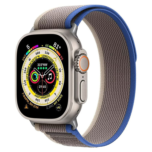 Pasek nylonowy Alogy Sport Strap na rzep do Apple Watch 1/2/3/4/5/6/7/8/SE (38/40/41mm) Niebiesko-szary