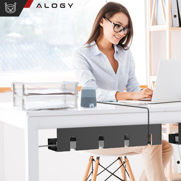 Kabel-Organizer unter der Tischplatte, Ablage für Kabel, Kabelleisten, Tischplatte, Aluminiumhalter Alogy 40 cm Schwarz