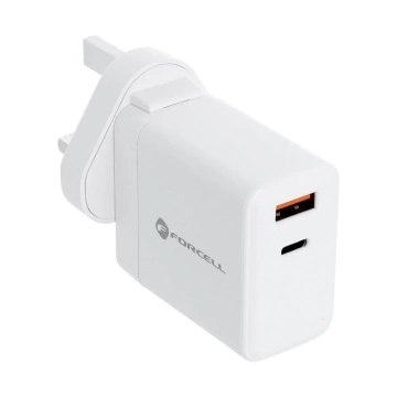 FORCELL F-ENERGY 3in1 Wandladegerät Typ C USB A PD QC4.0 3A 45W mit austauschbaren Steckern Weiß