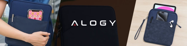 Torba Wsuwka Uniwersalna na tablet 9.7–10.8" z Smyczką i Kieszonką, Ochronna, Wodoodporna, Miękkie Wnętrze Alogy SleeveBag™ – Etui do iPad, Samsung, Lenovo, Xiaomi, Granatowy