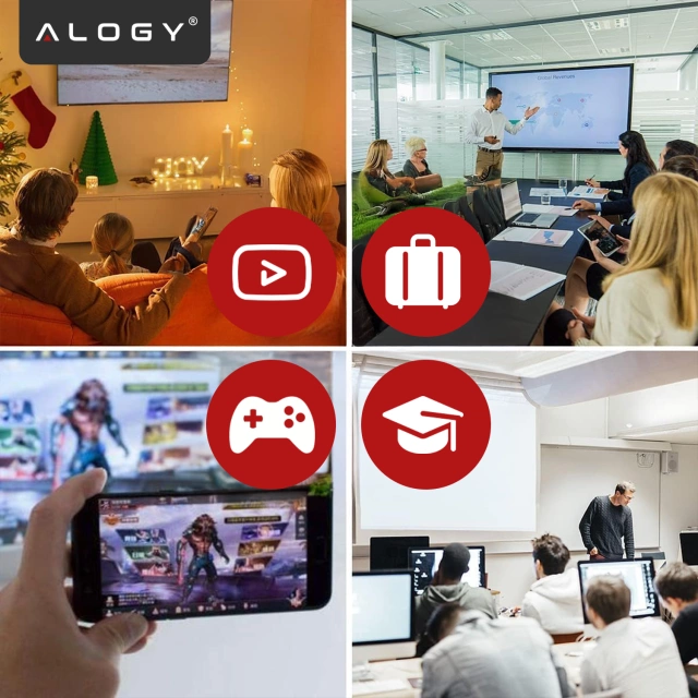 Przejściówka Lightning do HDMI i Lightning – adapter Full HD 60 Hz, łatwe podłączenie iPhone / iPad do TV lub projektora, Plug & Play – Alogy LightningHD™ Biały