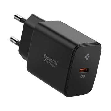 Spigen Essential EE201EU 20W USB-C GaN Quantum Boost Schwarzes Wandladegerät