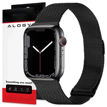 Alogy Stahlarmband für Apple Watch 42/44/45/49 mm Edelstahl Schwarz