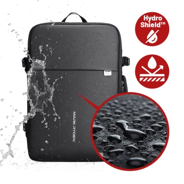 Plecak na Laptopa 17.3" Mark Ryden, Port USB, Wodoodporny, Minimalistyczny i Pojemny 37L, Wygodny, Rozszerzalny z Otwieraniem 180°, 48 × 31 × 14-25 – Czarny