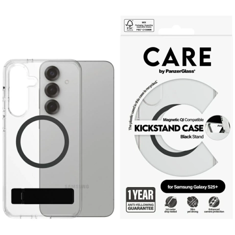 Etui CARE für Samsung Galaxy S25 von PanzerGlass Feature Kickstand QI Clear