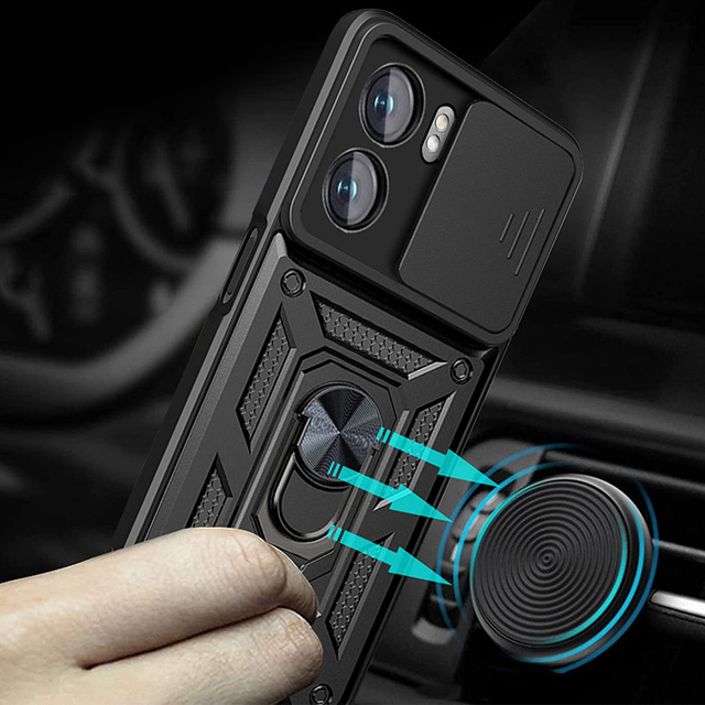 Etui Alogy Camshield Stand Ring z osłonką na aparat do Oppo A57 5G / A77 5G + Szkło