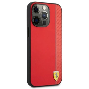 Ferrari iPhone 13 Pro Max 6.7" Hülle Rot/Rot Hardcase On Track Carbon Stripe
