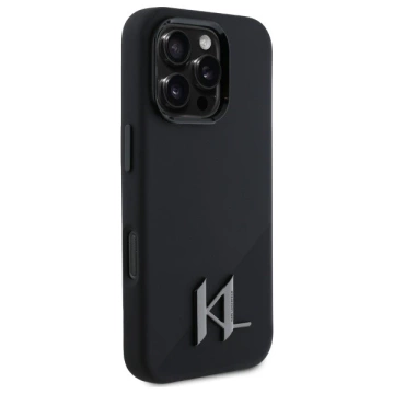 Etui Karl Lagerfeld für iPhone 16 Pro 6,3" Czarny Hardcase Silikon Shadow Metal Initial MagSafe