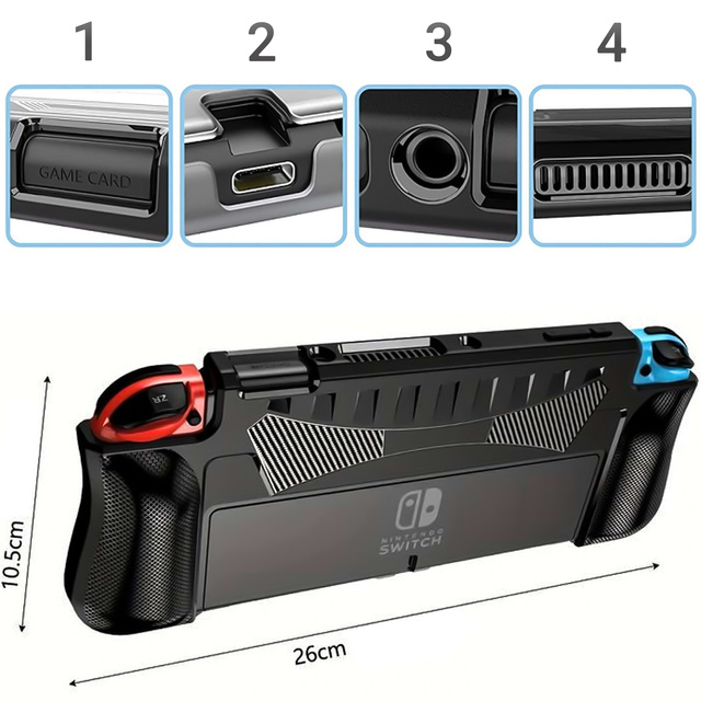 Etui do Nintendo Switch OLED obudowa case pokrowiec grip wzmocniony Alogy Czarne