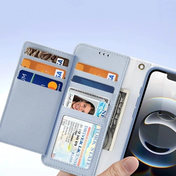 Dux Ducis Lawa iPhone 16e Lederhülle mit blauer MagSafe-Brieftasche