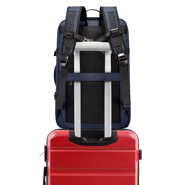 Plecak wodoodporny Bange na laptopa 15.6" miejski podróżny 47x31x15-25 cm do pracy samolotu męski damski z portem USB Granatowy