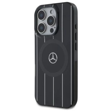 Etui Mercedes do iPhone 16 Pro Max 6.9" Czarny Hardcase MB Double Layer Crossed Lines MagSafe