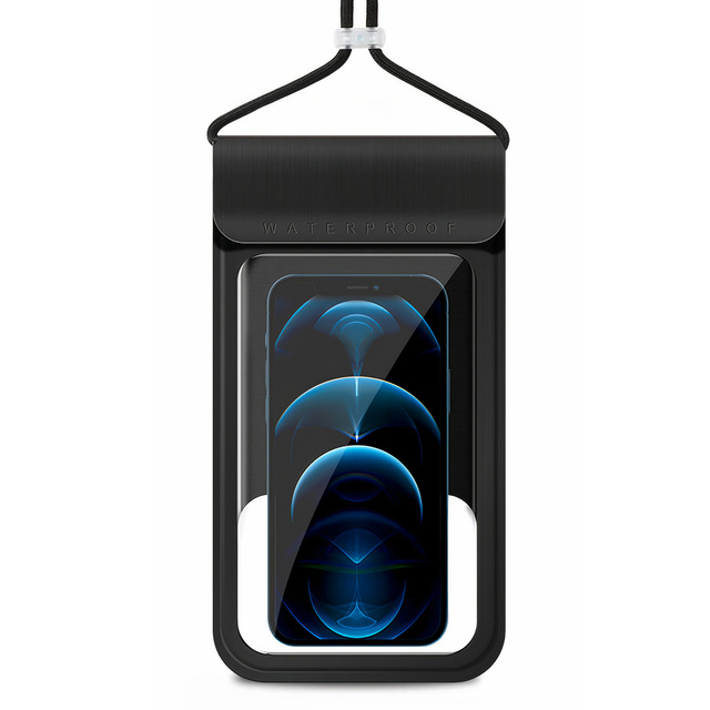 Etui saszetka TWC1 wodoodporne wodoszczelne pokrowiec na telefon 7.2" IPX8 30M przezroczyste okienko Czarne