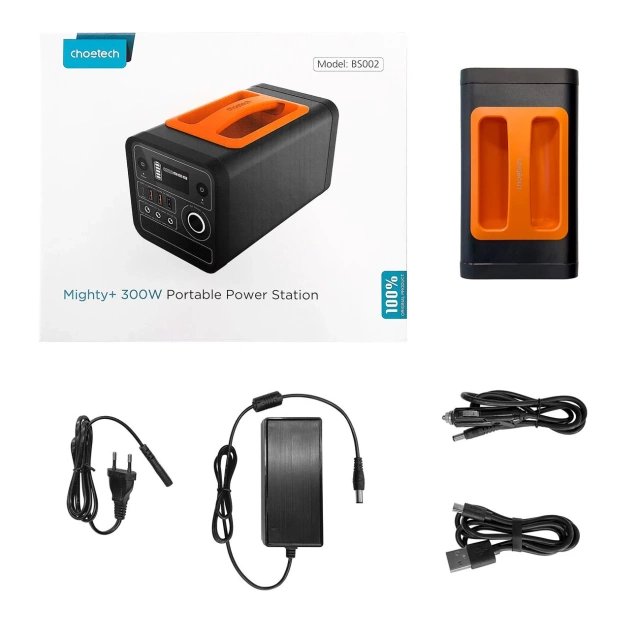 Choetech przenośna mobilna stacja zasilania ładująca 300W powerbank 20800 mAh USB Typ C / 3x USB / gniazdo zapalniczki / gniazdo DC Power Delivery Quick Charge FCP AFC czarny