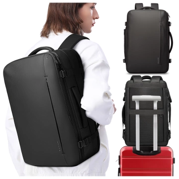 Bange wasserdichter Rucksack für 15,6-Zoll-Laptop, Stadtreisender, 45 x 30 x 16 cm, für Arbeit, Flugzeug, Herren, Damen, mit USB-Anschluss Schwarz