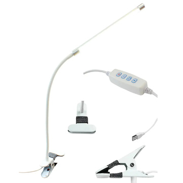 Lampka LED na biurko z klipsem do blatu do czytania Biała