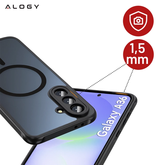 Etui do Samsung Galaxy A36 5G obudowa ochronna na telefon Alogy Matte HybridShield™️ Case Matowe Czarne