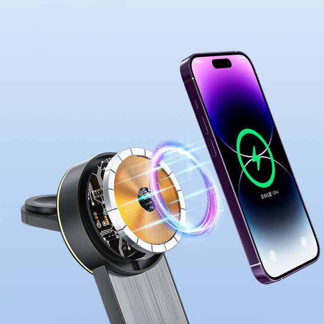 Ładowarka indukcyjna Qi Mag Safe 15W do iPhone Apple Watch AirPods 3w1 bezprzewodowa stojak czarna
