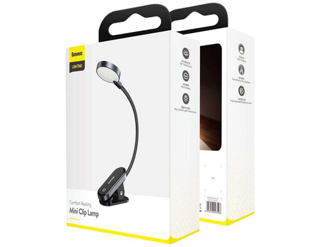 Lampka biurkowa nocna LED Baseus bezprzewodowa z klipsem szara