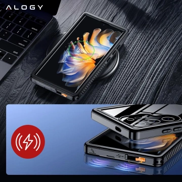 Hülle für Samsung Galaxy S24 Ultra Armored Waterproof IP68 360 Armor Case für Mag Safe Alogy schwarz