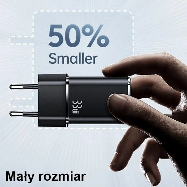 USAMS Ładowarka sieciowa 1xUSB-C+1xUSB T43 33W PD3.0 +QC3.0 + kabel U63 USB-C na lightning czarny/black USKTZ01