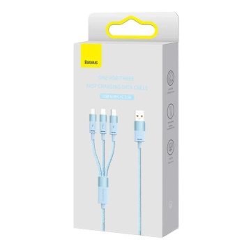 Kabel USB 3w1 Baseus StarSpeed, USB-C Micro-USB Lightning, 3,5A, 1,2m (niebieski)