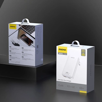 Dudao A65Q 65W GaN Wandladegerät USB-C/USB-A PD EU/US – Weiß