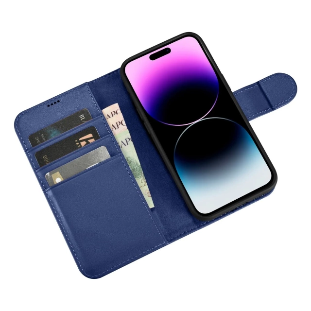 Etui na telefon iCarerWallet Case 2in1 do iPhone 14 Pro Max skórzany pokrowiec z klapką Anti-RFID